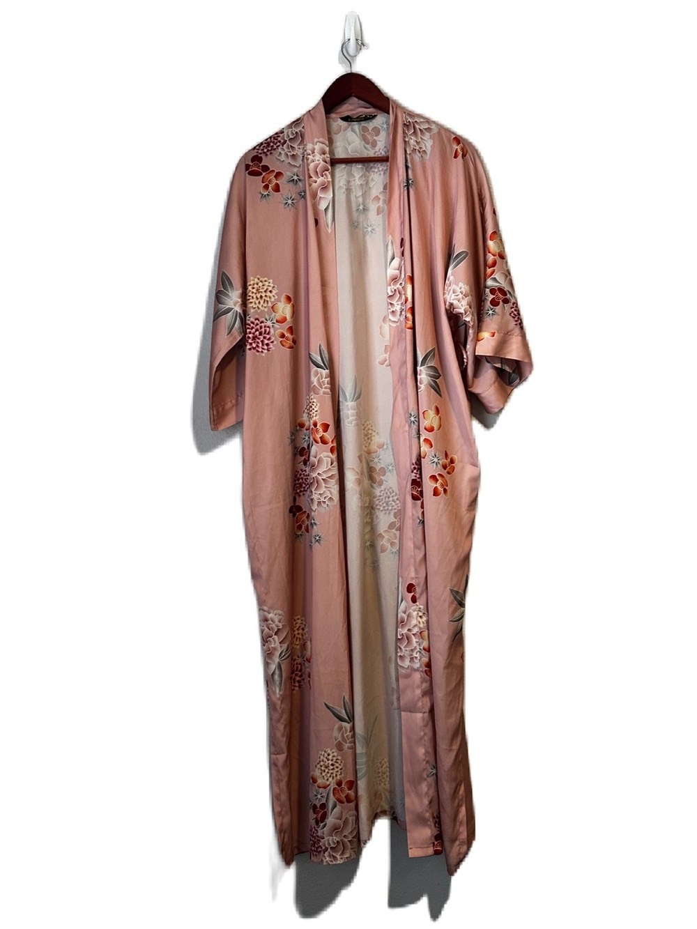 Light Pink Floral Satin Duster Robe - Picture 5 of 12